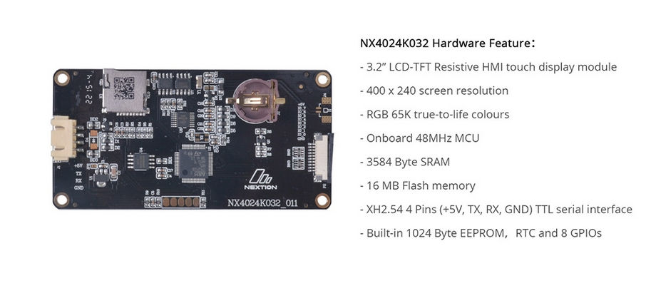 Thumbnail: NX4024K032 – Nextion 3.2” Enhanced Series HMI Touch Display