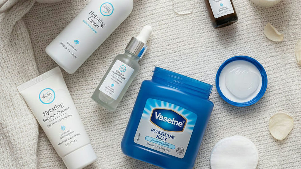 winter nighttime skincare routine products arranged for dry skin repair