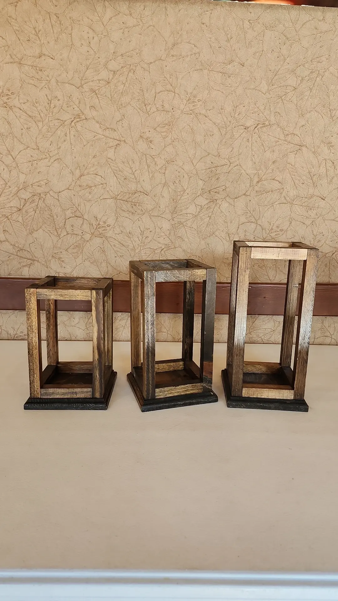 Set of 3 Modern Wood "Lanterns"