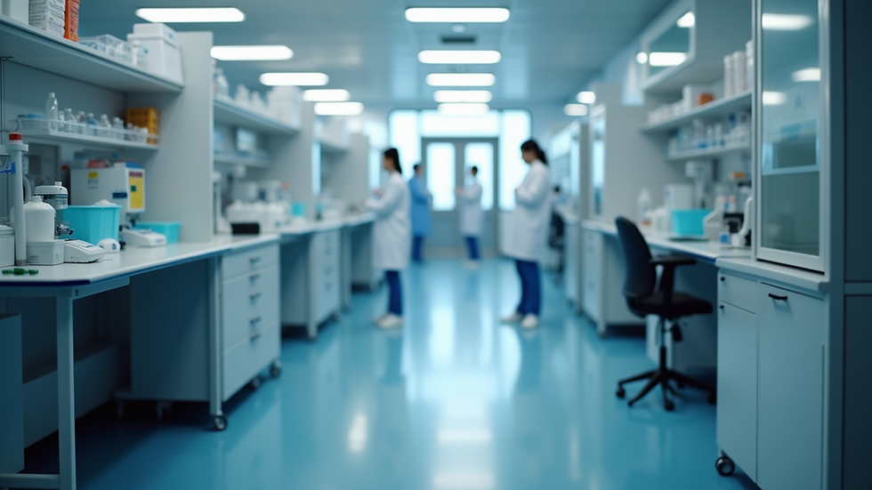 High angle view of a research facility focused on stem cell research