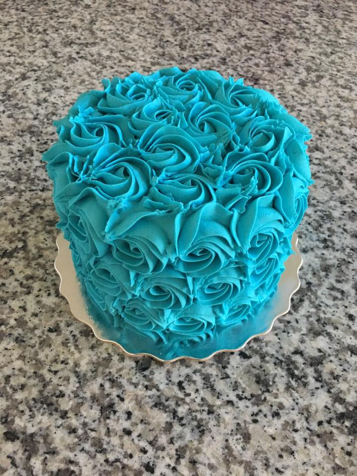 Blue Rosette Cake