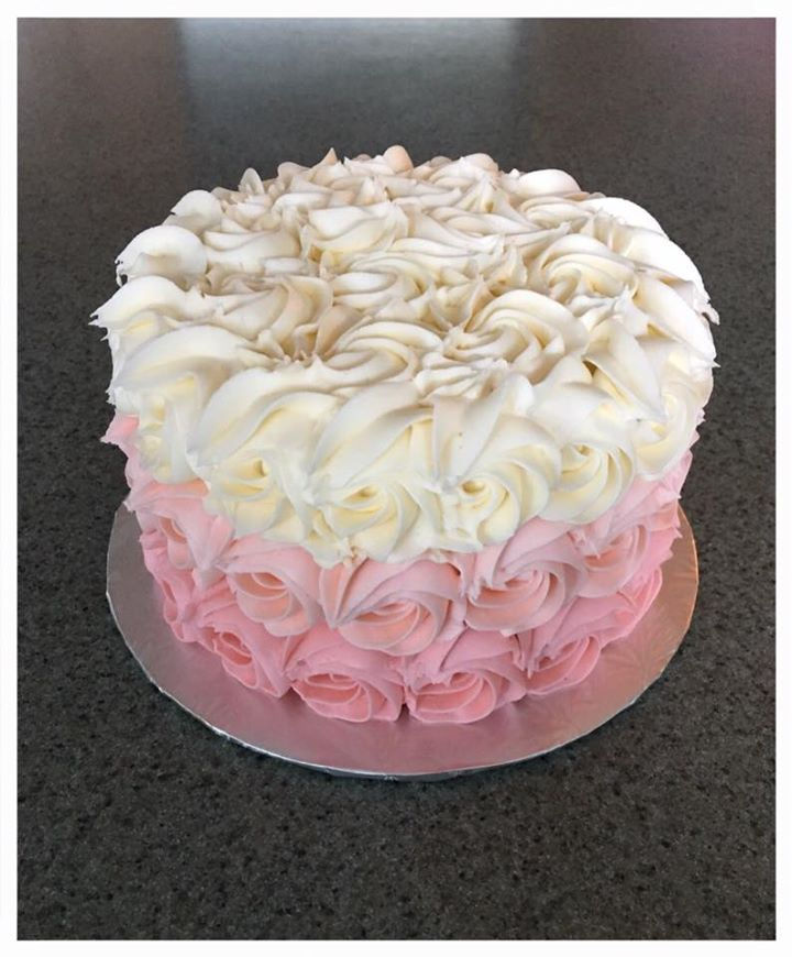 Pale Pink Ombre Rosette Cake