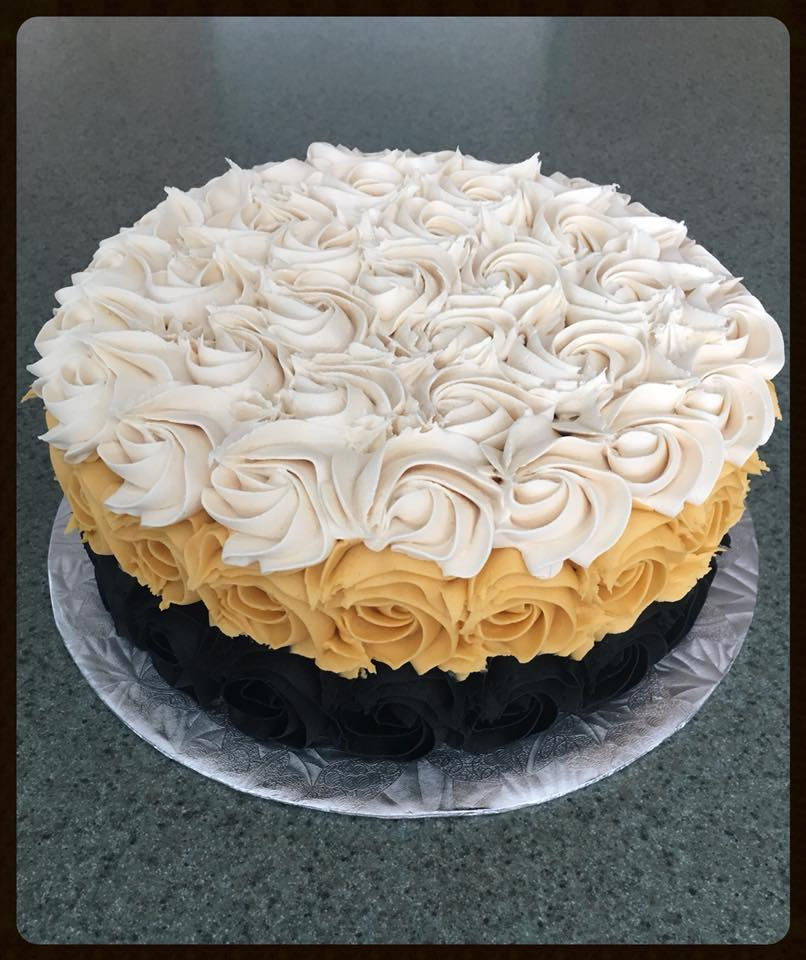 Gold, Black & White Rosette Cake