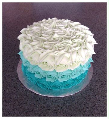 Turquoise Ombre Rosette Cake