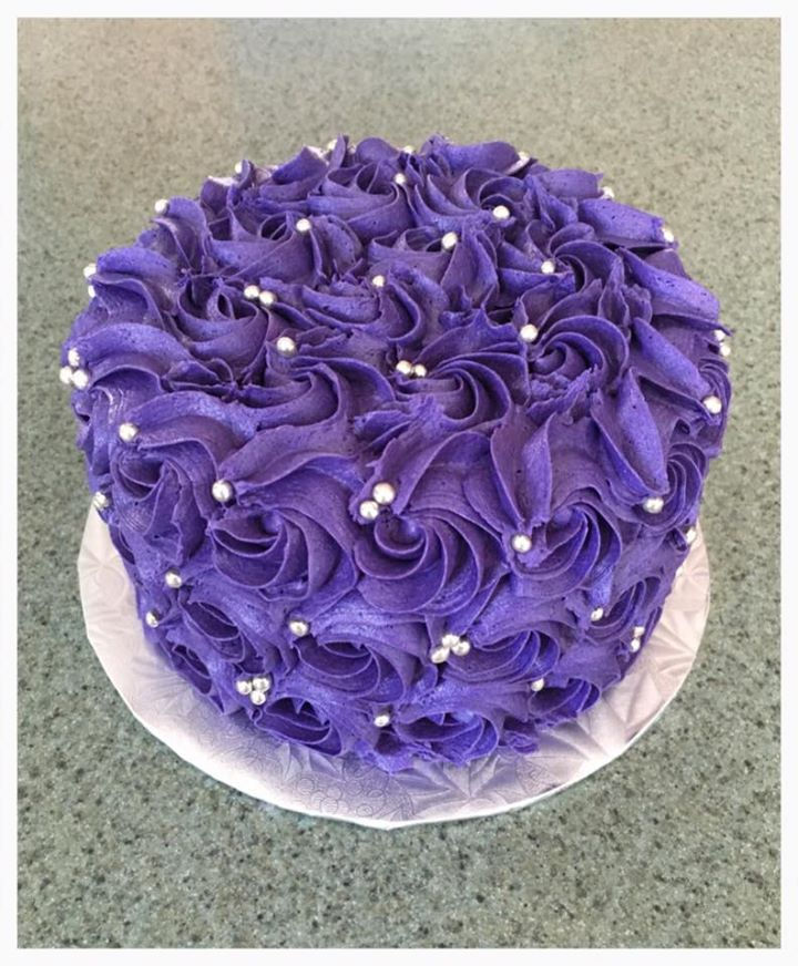Purple Rosettes with Silver Pearls