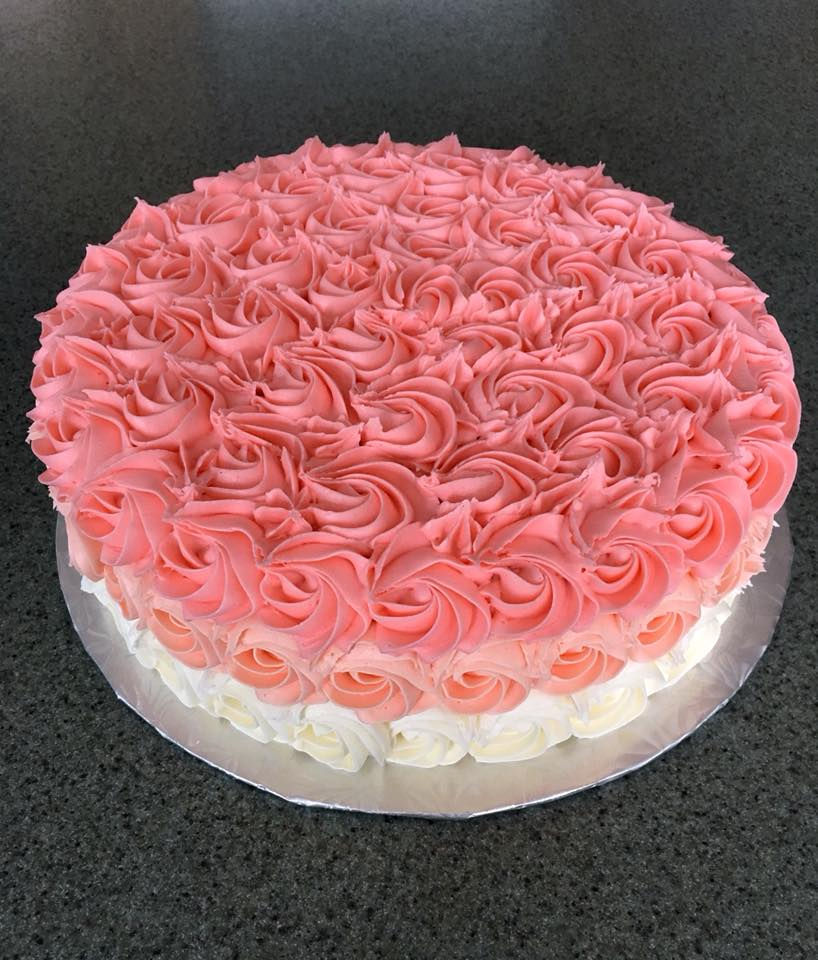 Coral Ombré Rosette Cake