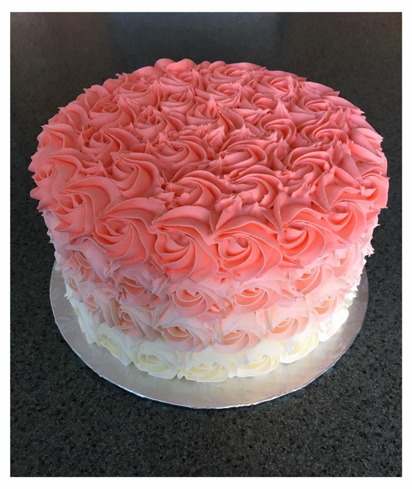 Coral Ombré Rosette Cake