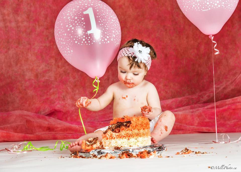 Coral Ombre Rosette Smash Cake