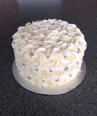 White Rosettes with Silver Pearls