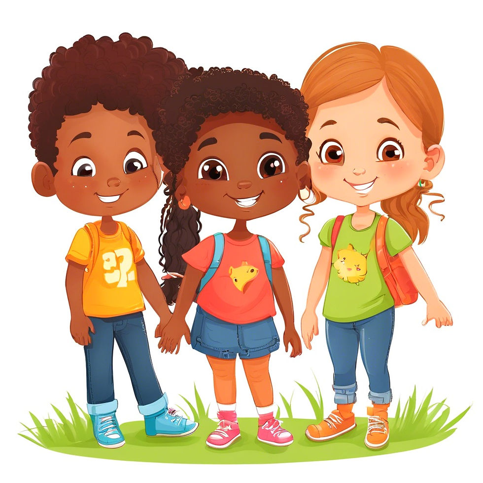 Illustration depicting a diverse group of children enjoying friendship and playtime