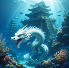 Firefly_海の中の世界、竜宮城、海の中を泳ぐ白くて長い龍 583735.jpg