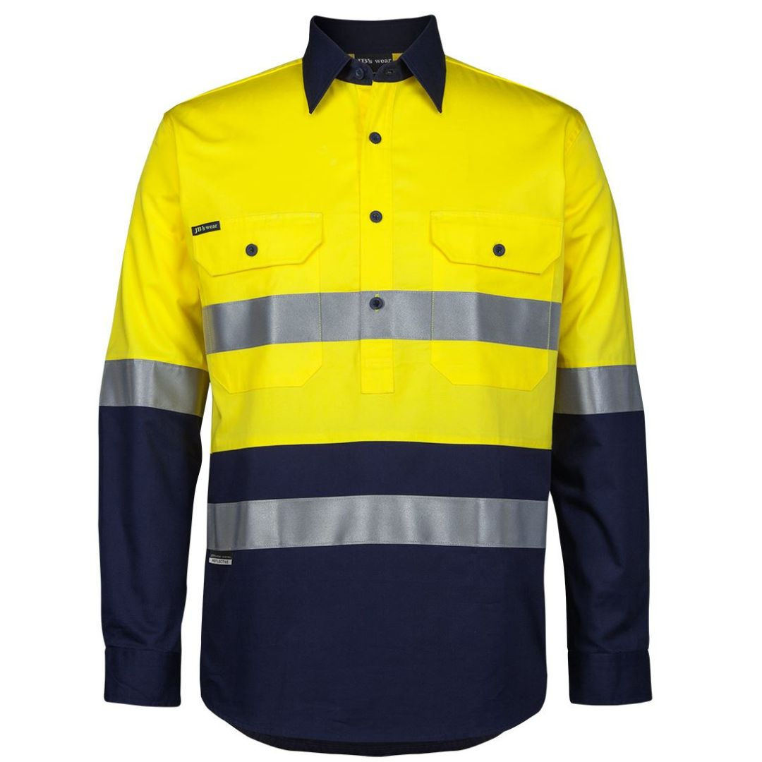 JB's HiVis (D+N) Close Front Long Sleeve 150g Work Shirt (6HWCS)