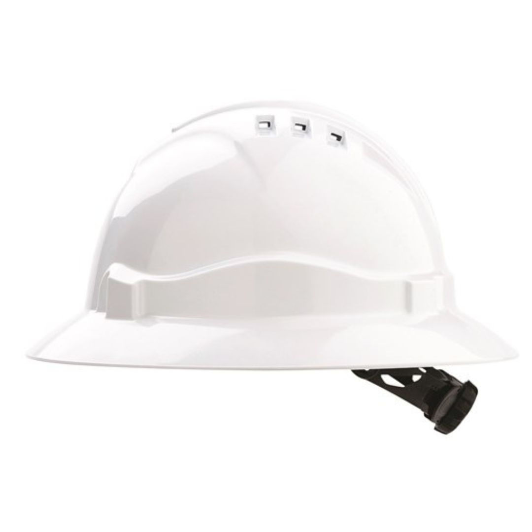 V6 Vented Hard Hat with Full Brim and Ratchet Harness (HHV6FB)