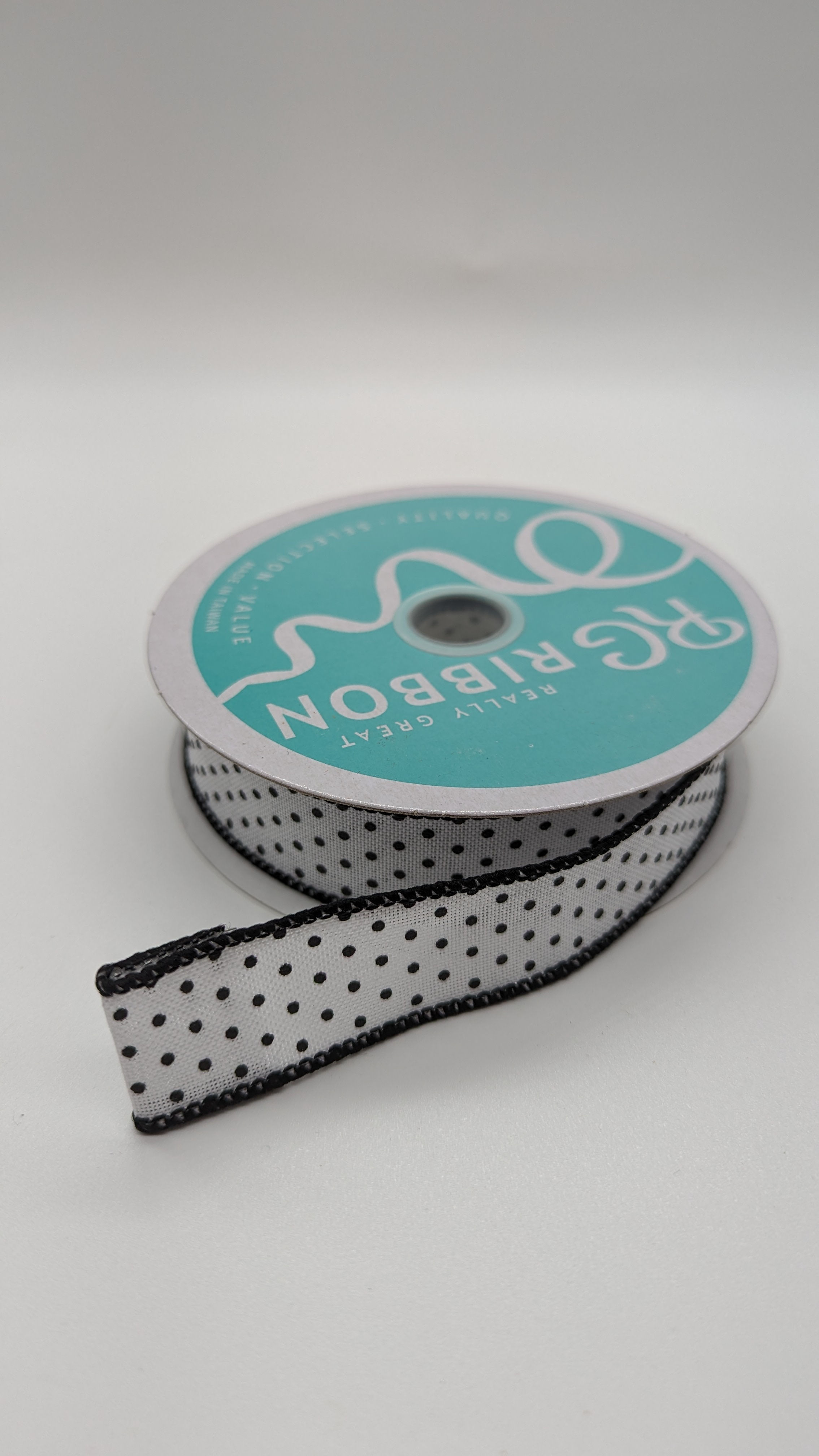7/8" White with Black Micro Dots (10 Yards)