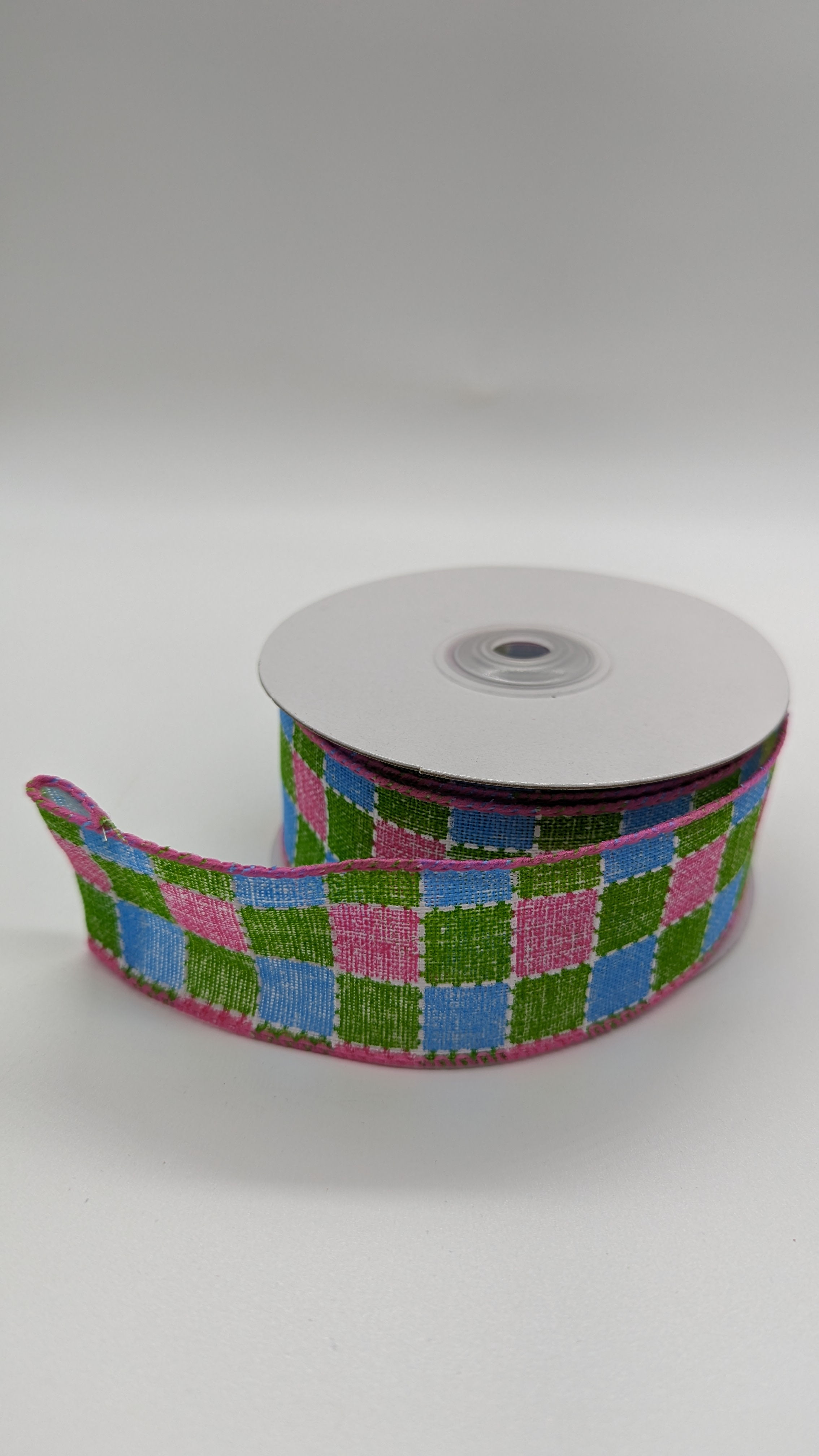 1.5" Blue, Pink, Green with White Dashes (10 Yards)