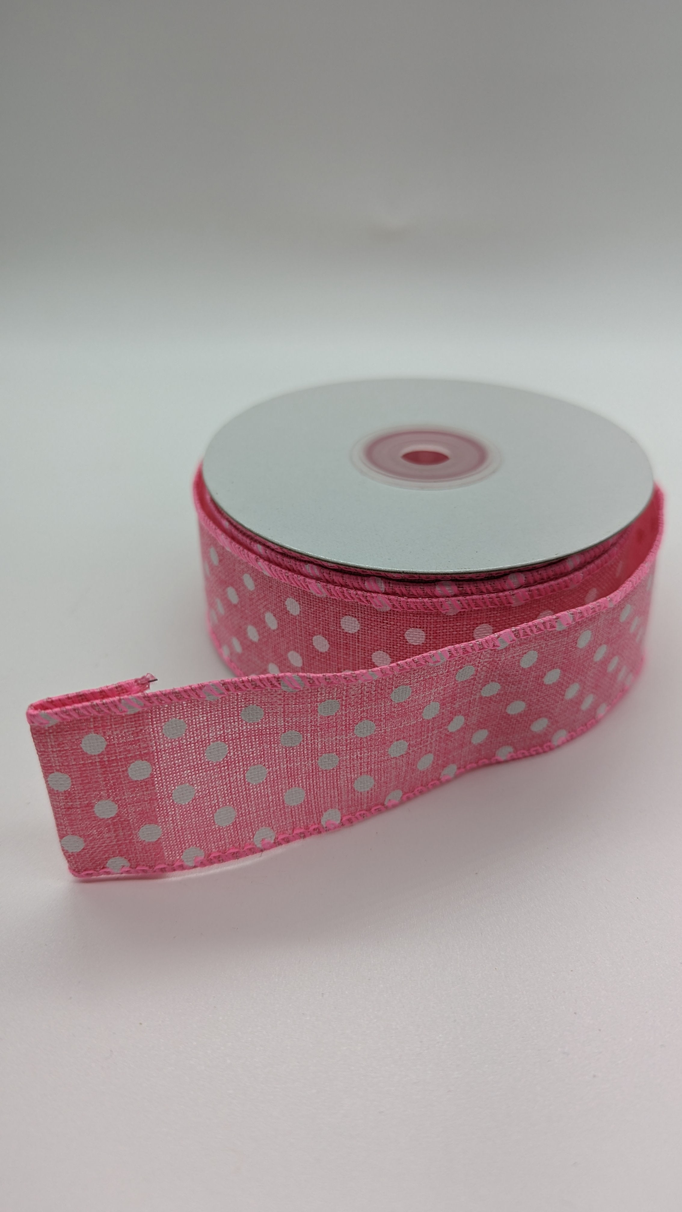 1.5" Pink with White Dots (10 Yards)