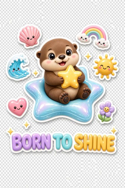 Born to Shine — Otter Sticker Concept