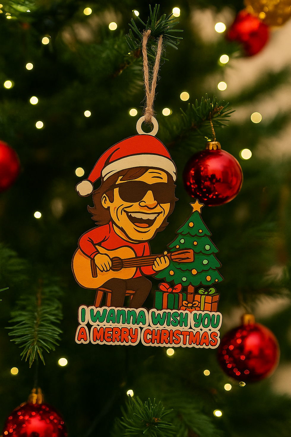 Ornamento de Navidad de Jose Feliciano "I wanna wish you a merry christmas"
