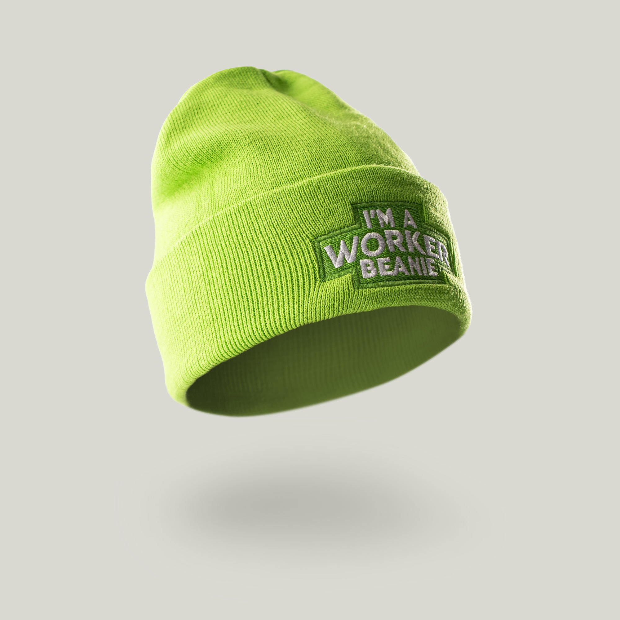 I'M A WORKER BEANIE Tipografi Fosforlu Yeşil Bere