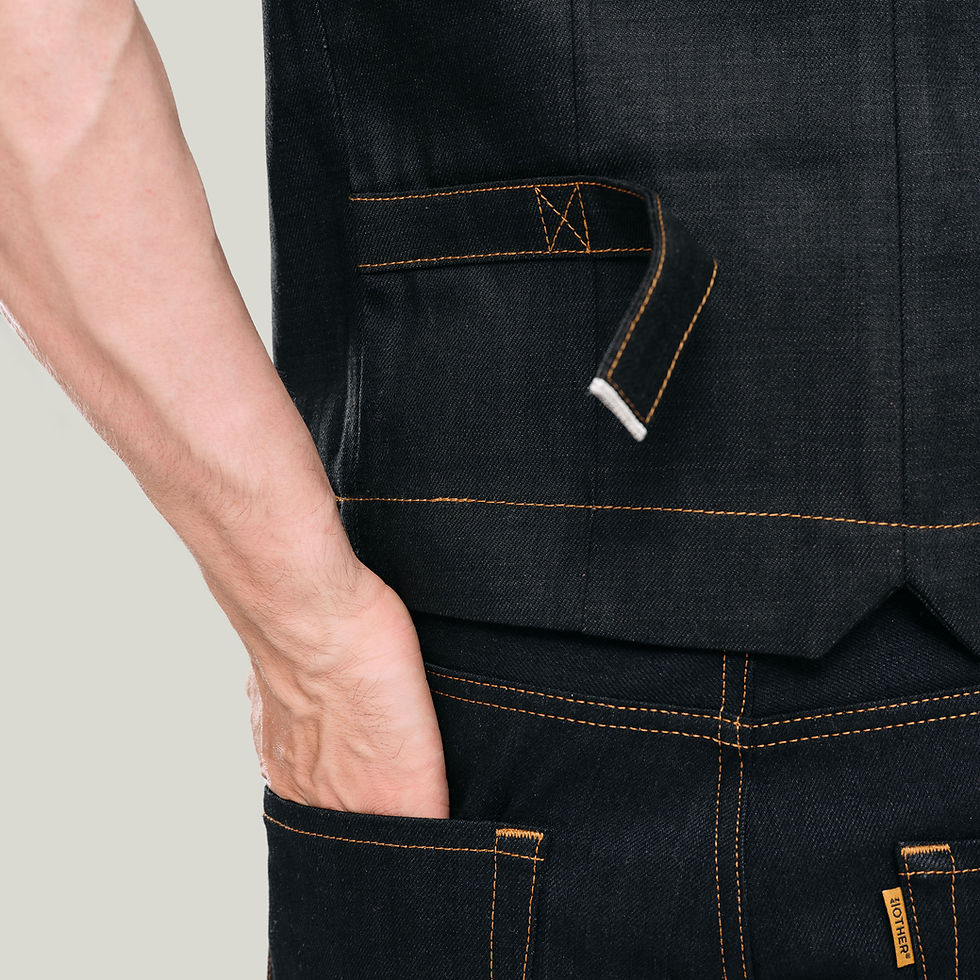 Küçük resim: Intern's No:2 Black Selvedge Ham Denim Yelek