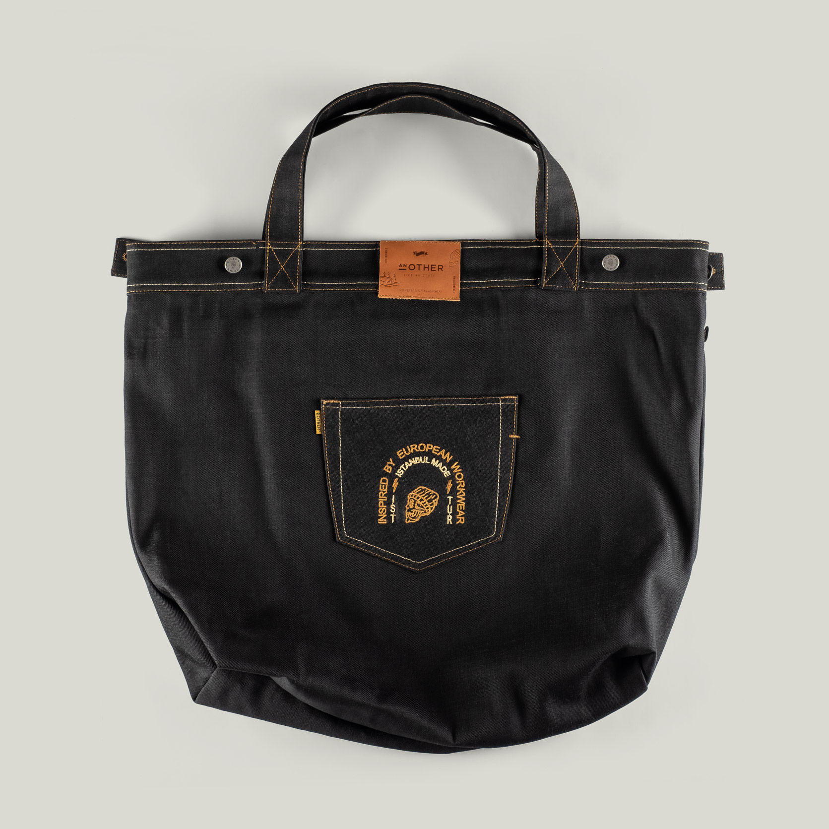 No:1 AnOther Cepli 60x47cm Black&Black Selvedge Denim Tote Bag
