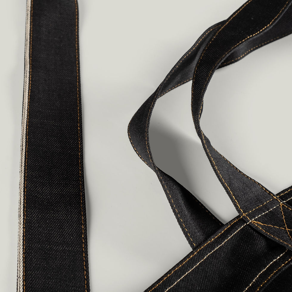 Küçük resim: No:2 AnOther Tipografi 60x47cm Black&Black Selvedge Denim Tote Bag