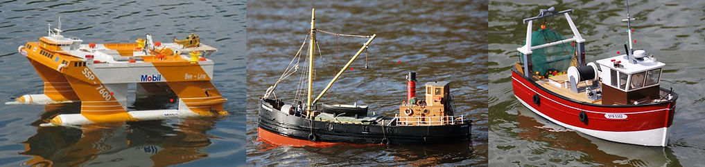 A montage of woring boats including a semi submersible patform, Clyde puffer and a fishing boat