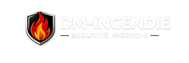 Logo DM-INCENDIE Sécurité Incendie avec bouclier et flamme