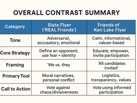 A chart summarizing statements made in the article.