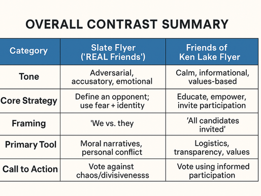 A chart summarizing statements made in the article.