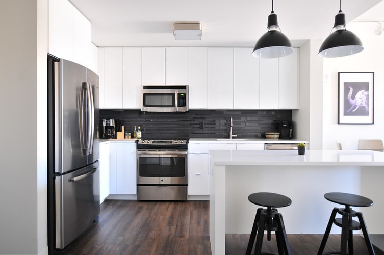 Kitchen Design with Black Backsplash