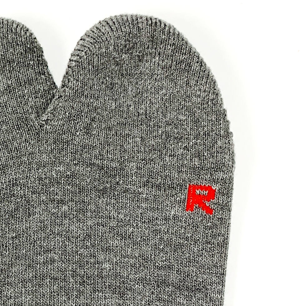Miniature : tabi socks, japanese socks, split-toe socks, dense-pile socks, made in Japan socks, Gray winter socks, ninja socks