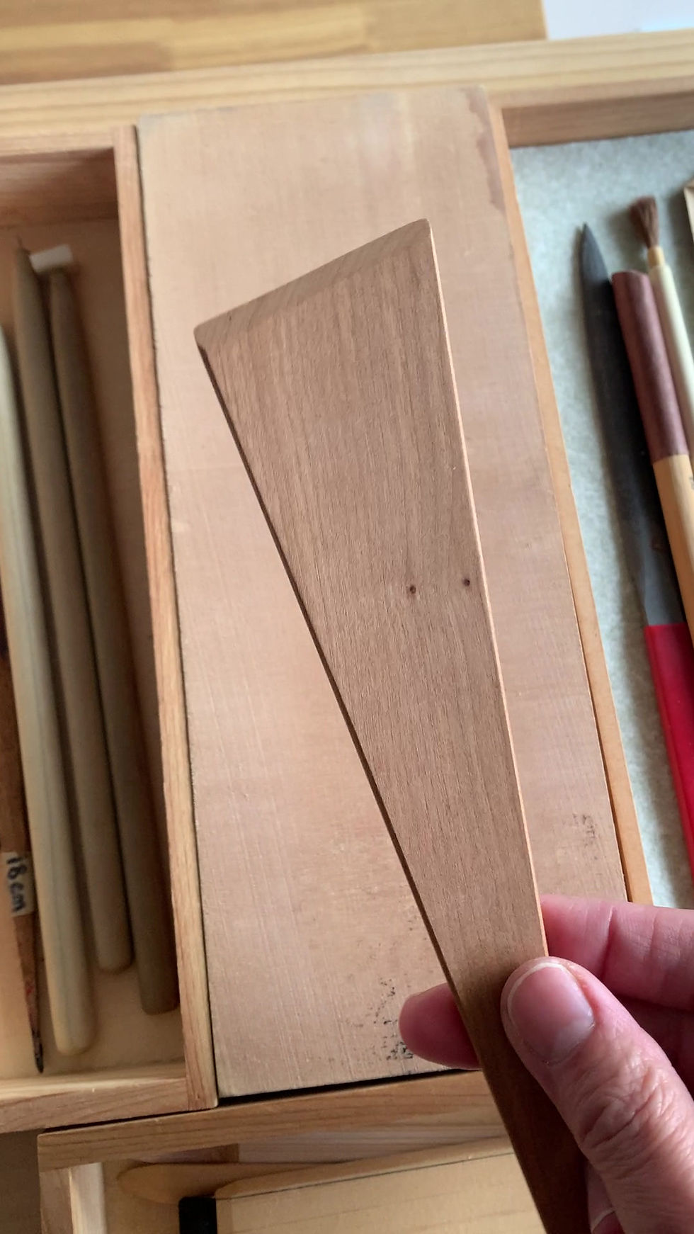 Thumbnail: 50mm Wide - cherry wood spatula (handmade) for kintsugi