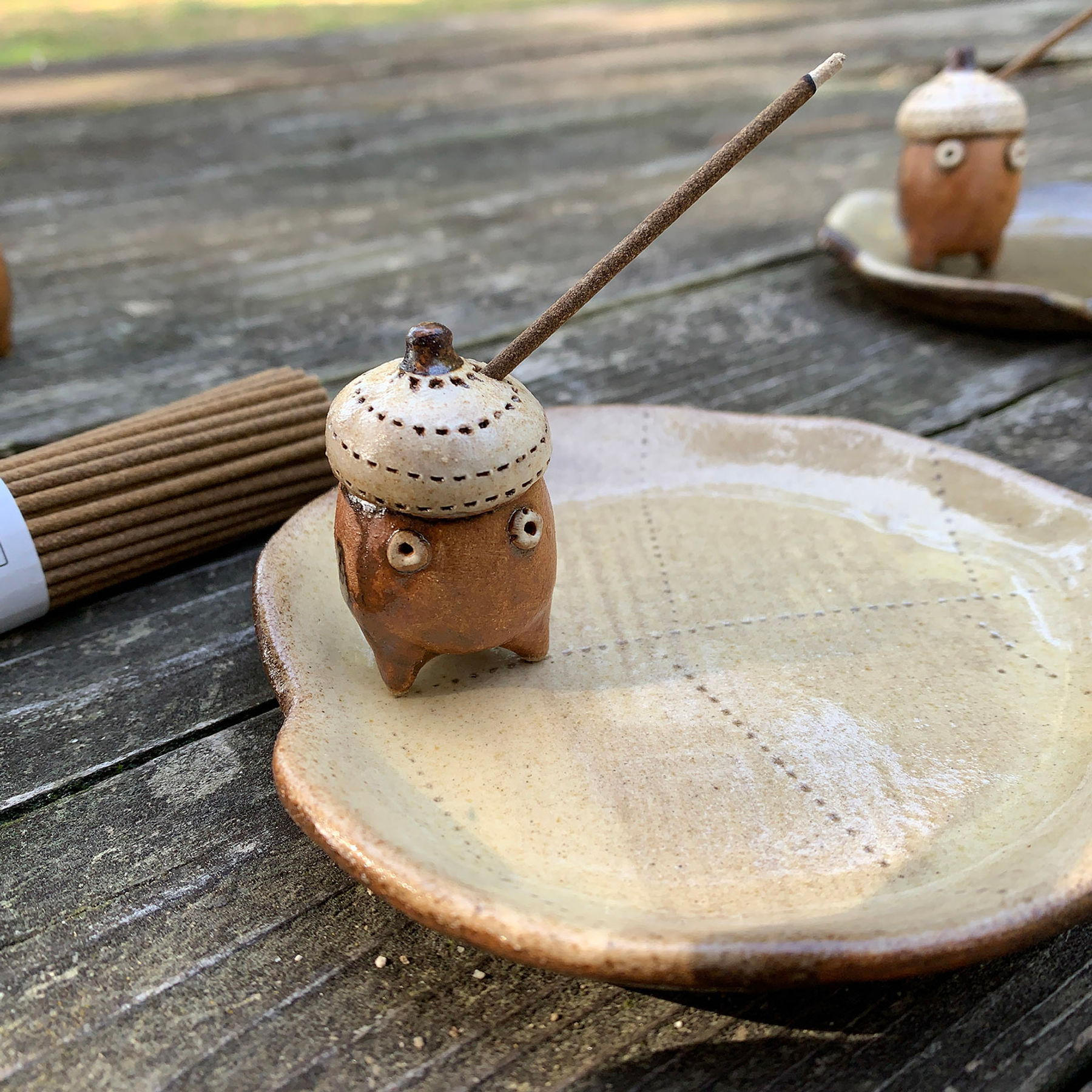 Acorn Fairy Incense holder + Japan Cedar Incense Gift Set | Goenne