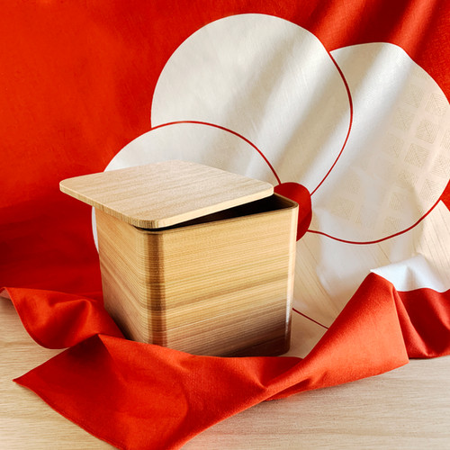 GIFT SET Japanese cedar 3-Tier Stack Box + Furoshiki Cloth