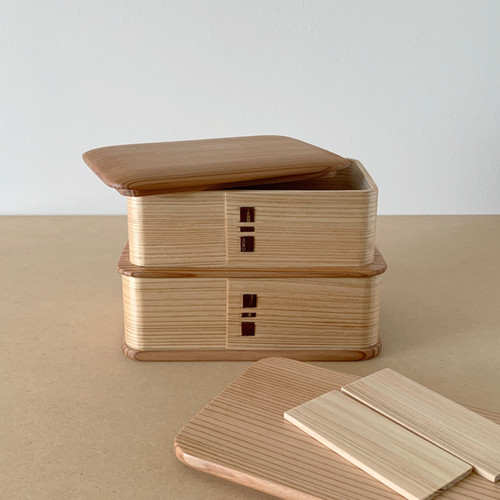 Rectangular Stacking Bent Wood Bento Box (2T-KK) | Goenne