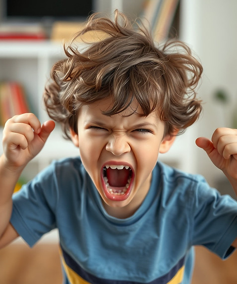 Frustrated child shouting, showing PANS PANDAS in children.