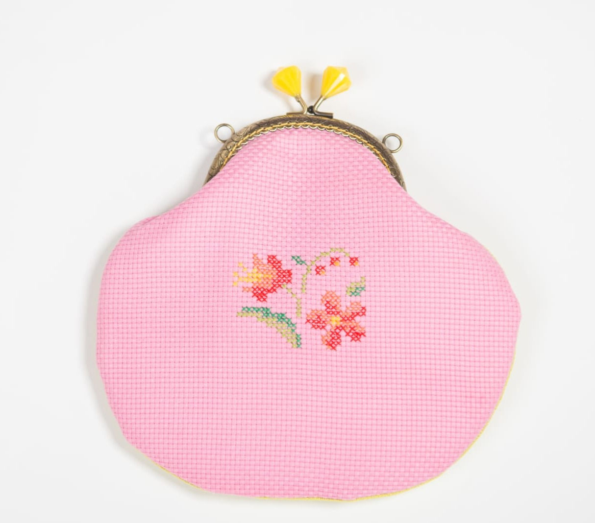 Flowery pink clutch bag