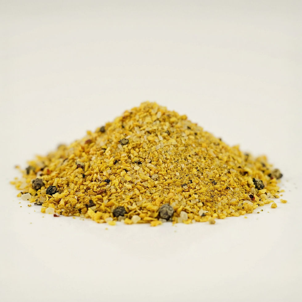 Viking Salt , a premium blend made with : Sea salt (powdered), lapsang tea, curry, turmeric, garlic, black pepper. USA