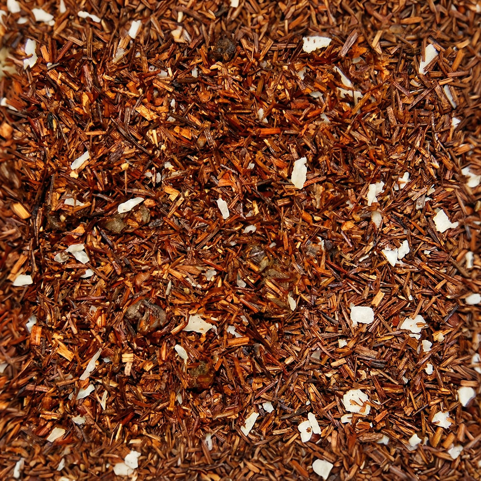Peach Colada - Rooibos, a premium blend made with Rooibos, Hibiscus, Peach, Pineapple, Coconut.. Crafted by Mondepice.