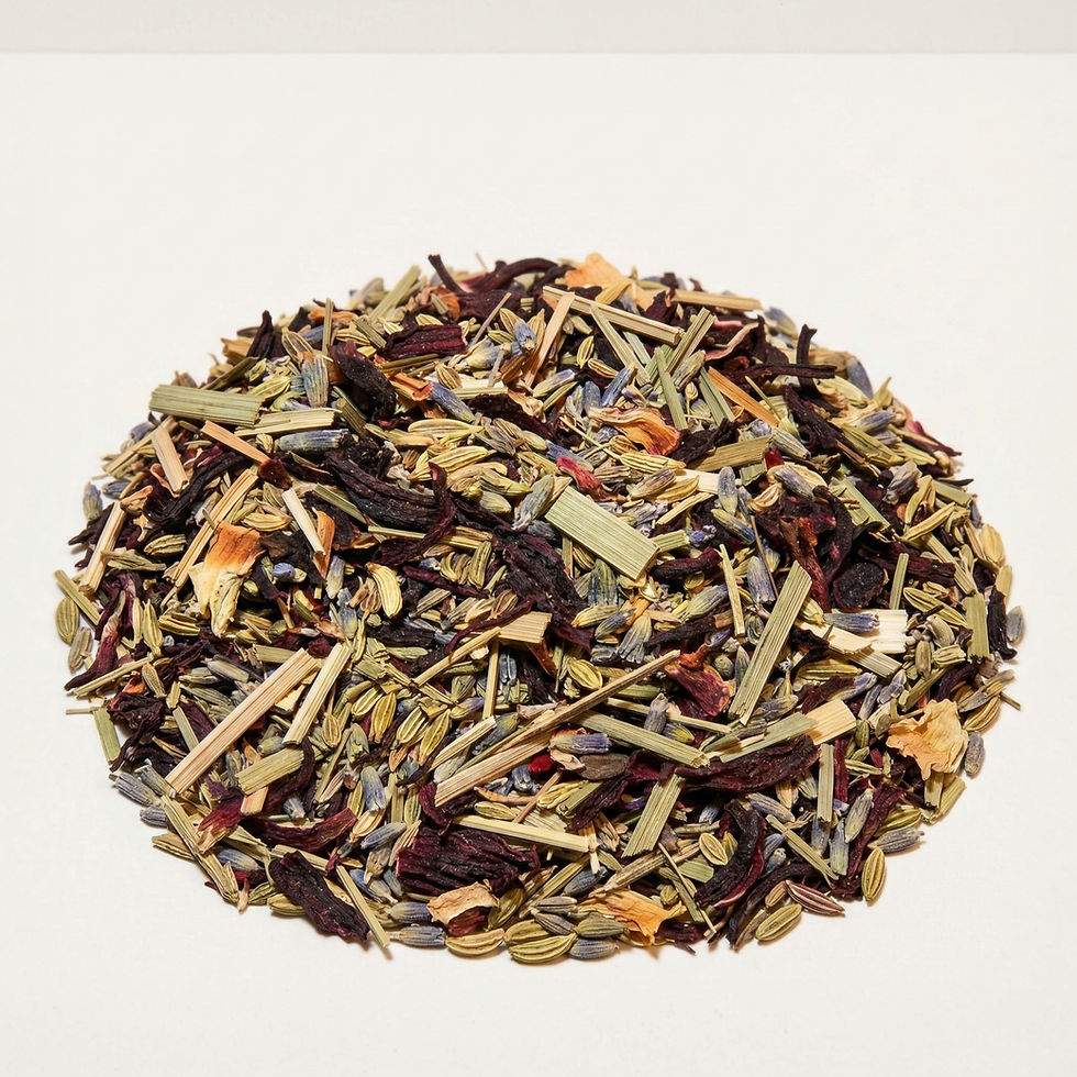 Stress Blocker - Herbal, a premium herbal tea made with Anise Seed, Fennel, Lemongrass, Lavender, Hibiscus. Crafted by Monde