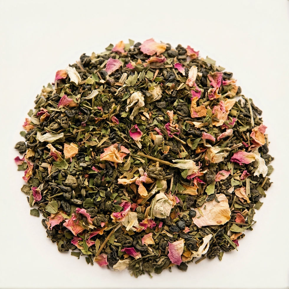 Marrakesh Mint - Green Tea, a premium herbal tea made with China Gunpowder, Peppermint, Rosebuds.. Crafted by Mondepice.