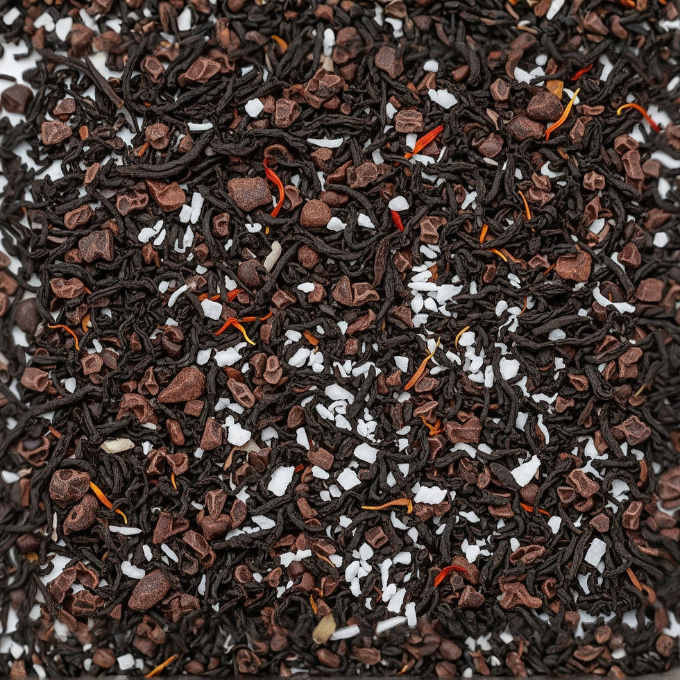 Firecracker - Black Tea, a premium herbal tea made with Chinese Black Tea,Organic Cocoa Nibs, Coconut, Safflower. Mondepepice