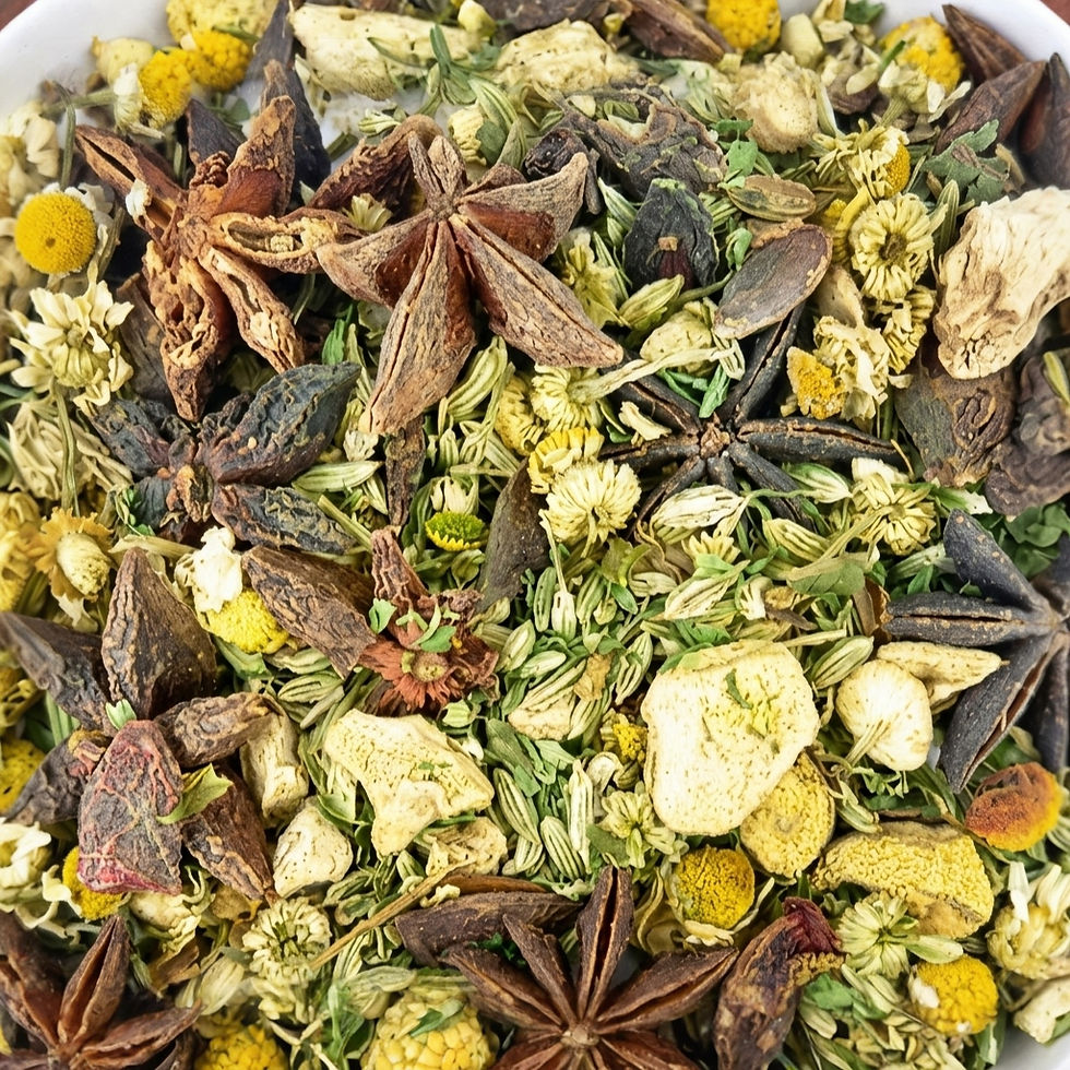 Stomach Settler - Herbal, a premium herbal tea made with Spearmint, Chamomile, Ginger Roots, Fennel Seeds, Star Anise. Craft