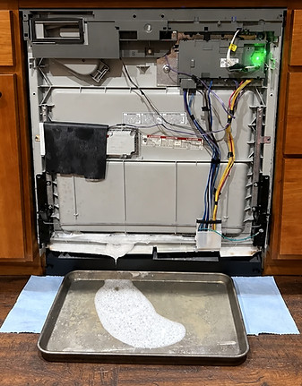 Dishwasher examined during forensic appliance testing and failure analysis