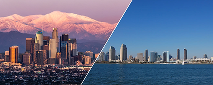 Los Angeles and San Diego skylines representing Southern California service areas