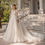 Thumbnail: EVALOVE Romantic Scoop Neck Long Sleeve A-Line Wedding Dress Luxury Beading Lace