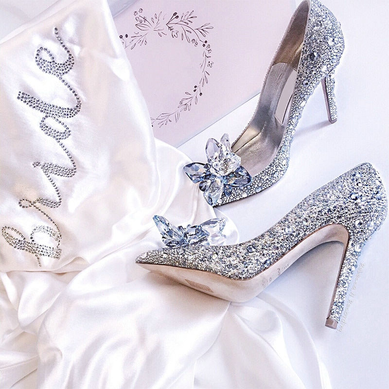 Thumbnail: 2022 Newest Cinderella Shoes Rhinestone High Heels Women Pumps Pointed toe Woman