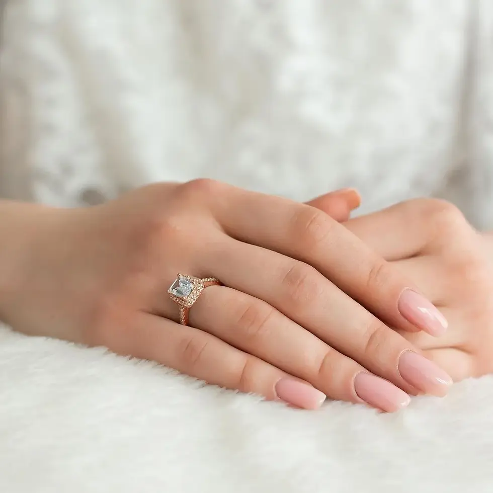 Thumbnail: Silver Rectangle Ring - Rose Gold