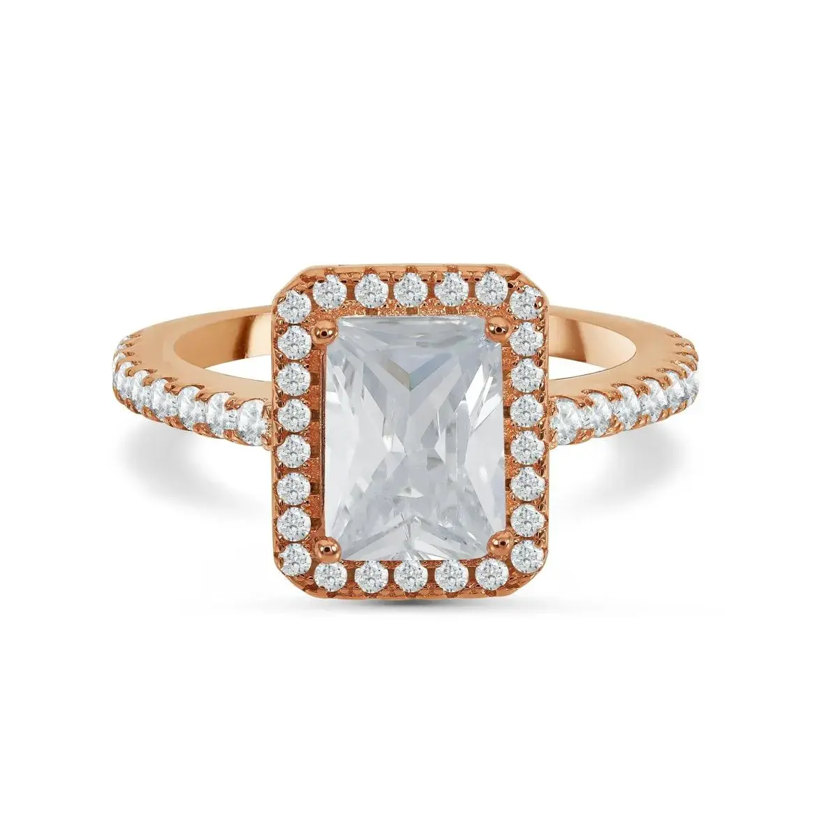 Silver Rectangle Ring - Rose Gold